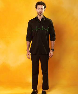 Black cotton plain men shirt 1