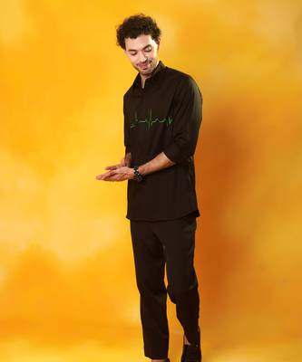 Black cotton plain men shirt 2