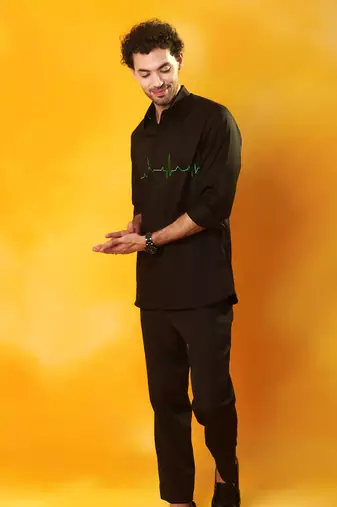 Black cotton plain men shirt