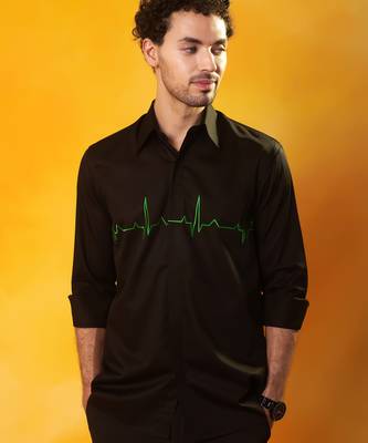 Black cotton plain men shirt 3