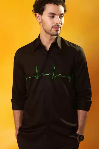 Black cotton plain men shirt