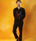 Black cotton printed men shirt