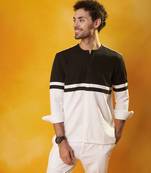 Black & white crepe plain men shirt & pant
