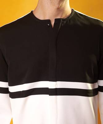 Black & white crepe plain men shirt & pant 2