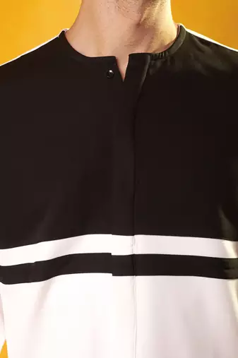 Black & white crepe plain men shirt & pant