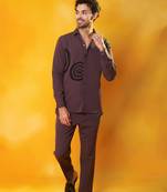 Purple crepe plain men shirt & pant