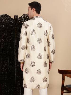 Pista silk blend sequins kurta for mens 4