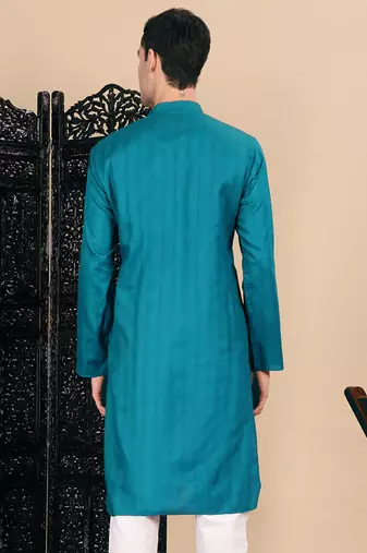 Firozi cotton textured kurta for mens