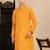 Mustard cotton textured kurta for mens