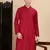Red cotton textured kurta for mens