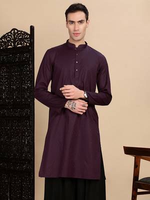 Wine cotton textured kurta for mens 1