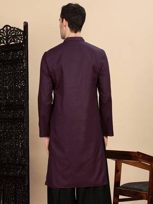 Wine cotton textured kurta for mens 4