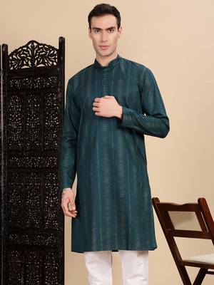 Firozi cotton textured kurta for mens 1