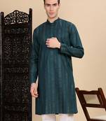 Firozi cotton textured kurta for mens