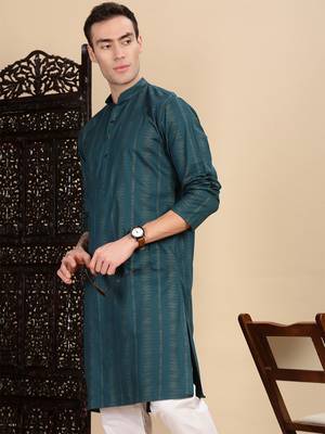 Firozi cotton textured kurta for mens 2