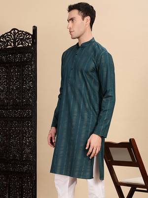 Firozi cotton textured kurta for mens 3
