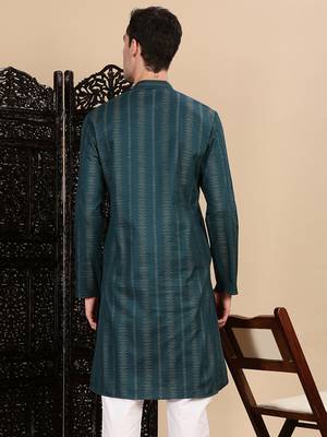 Firozi cotton textured kurta for mens 4