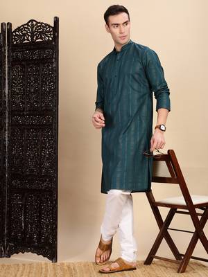 Firozi cotton textured kurta for mens 5