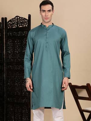 Grey cotton textured kurta for mens 1