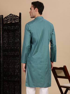 Grey cotton textured kurta for mens 4
