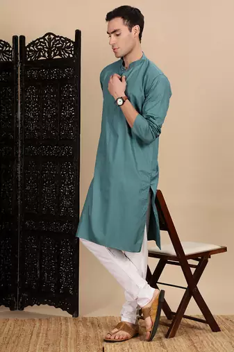 Grey cotton textured kurta for mens