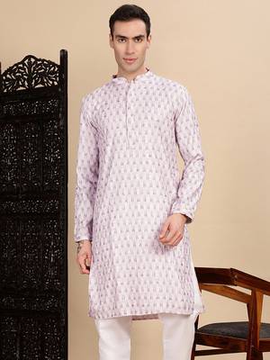 Voilet cotton printed kurta for mens 1