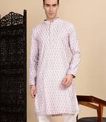 Voilet cotton printed kurta for mens