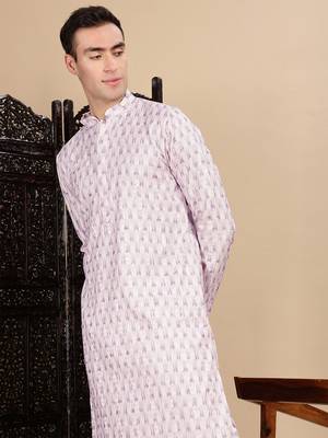 Voilet cotton printed kurta for mens 2