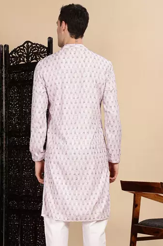Voilet cotton printed kurta for mens