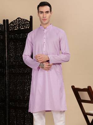 Mauve cotton textured kurta for mens 1