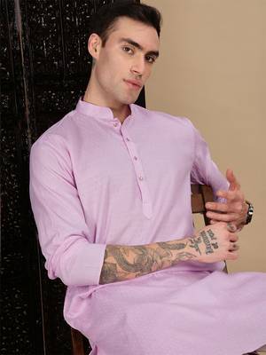 Mauve cotton textured kurta for mens 2