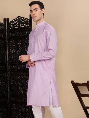 Mauve cotton textured kurta for mens 3