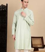 Pista cotton textured kurta for mens