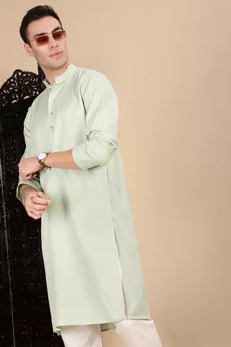 Pista cotton textured kurta for mens