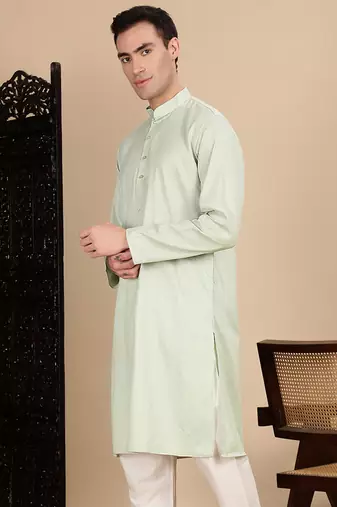 Pista cotton textured kurta for mens
