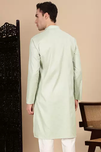 Pista cotton textured kurta for mens