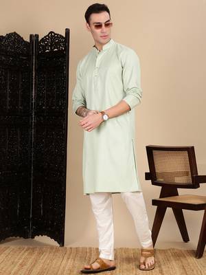 Pista cotton textured kurta for mens 5