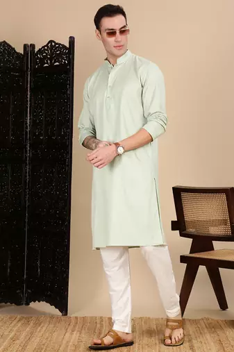 Pista cotton textured kurta for mens