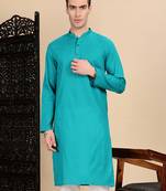 Ses green cotton textured kurta for mens