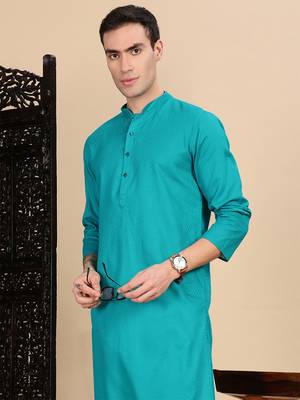 Ses green cotton textured kurta for mens 2