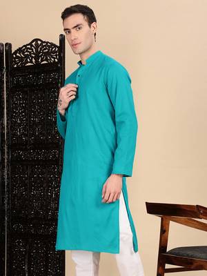 Ses green cotton textured kurta for mens 3