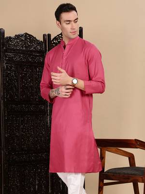 Pink cotton textured kurta for mens 2