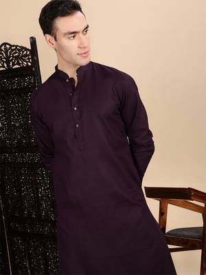 Purple cotton textured kurta for mens 2