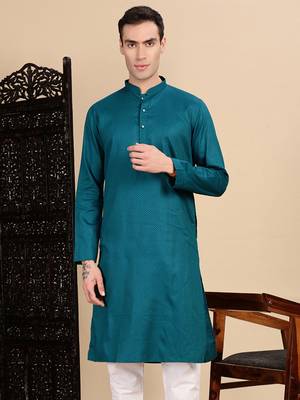 Firozi cotton textured kurta for mens 1