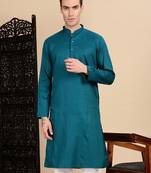 Firozi cotton textured kurta for mens