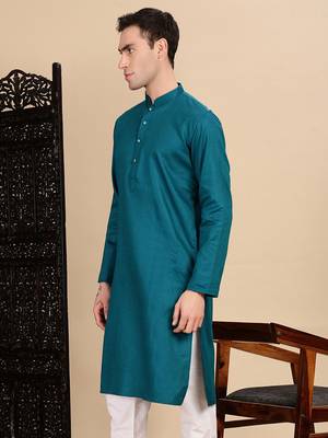 Firozi cotton textured kurta for mens 3