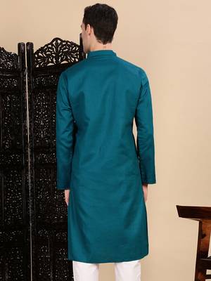 Firozi cotton textured kurta for mens 4
