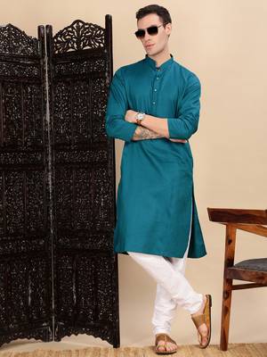 Firozi cotton textured kurta for mens 5