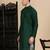 Bottle green cotton solid kurta for mens