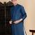 Blue cotton solid kurta for mens